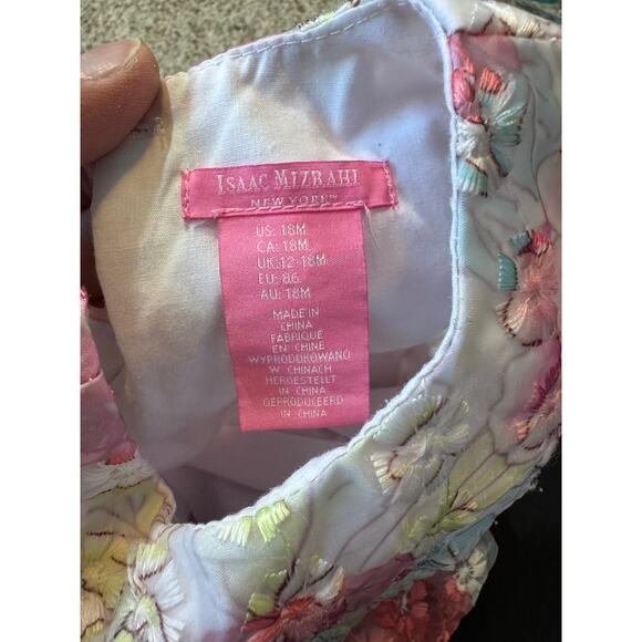 ISAAC MIZRHAI Baby girl dress, size 18 mos., Floral Pink & white - Picture 7 of 7
